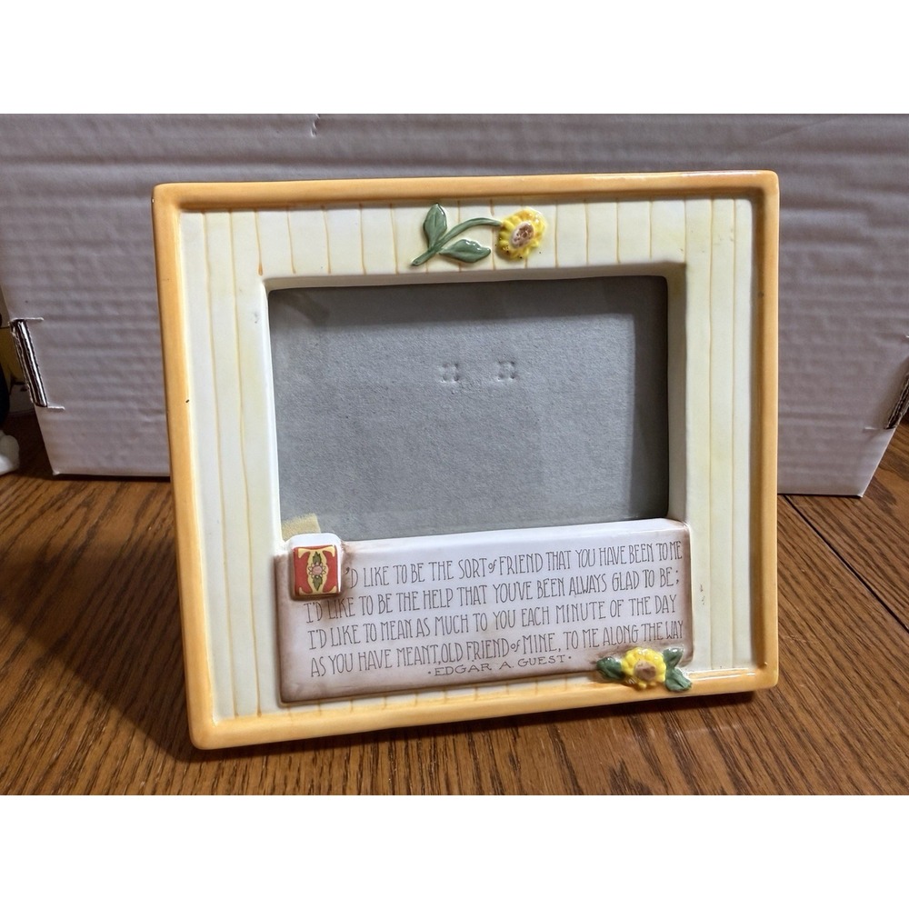 Vtg Mary Engelbreit Edgar A Guest OLD FRIEND Ceramic Picture Frame Michel & Co